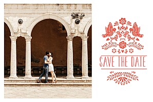 Save the Date Papel picado corail