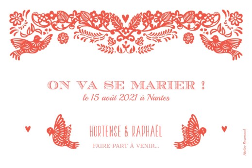 Save the Date Papel picado corail - Verso