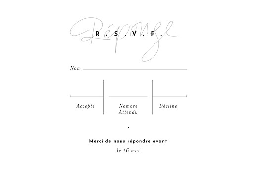 Carton réponse mariage Le Fil taupe - Verso Carton réponse mariage Le Fil taupe - Verso