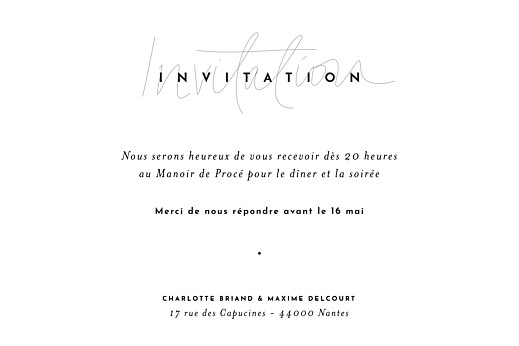 Carton d'invitation mariage Le Fil beige - Verso