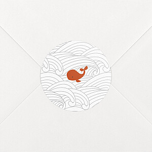 Stickers pour enveloppes naissance Baleines en voyage blanc