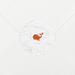 Stickers pour enveloppes naissance Baleines en voyage blanc Stickers pour enveloppes naissance Baleines en voyage blanc
