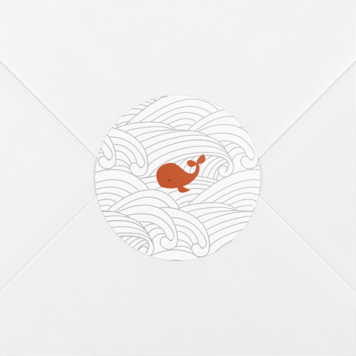 Stickers pour enveloppes naissance Baleines en voyage blanc - Vue 1