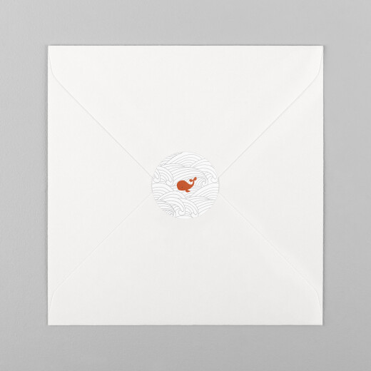 Stickers pour enveloppes naissance Baleines en voyage blanc - Vue 2 Stickers pour enveloppes naissance Baleines en voyage blanc - Vue 2