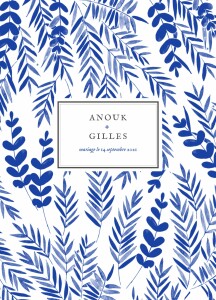 Couverture livret de messe mariage Feuillage bleu Couverture livret de messe mariage Feuillage bleu