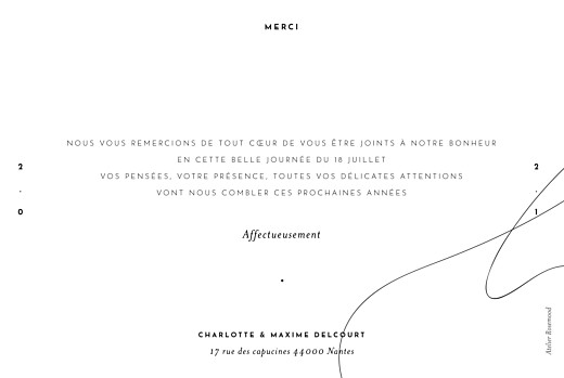 Carte de remerciement mariage Le Fil beige - Verso Carte de remerciement mariage Le Fil beige - Verso