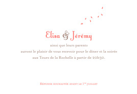 Carton d'invitation mariage Bouquet corail