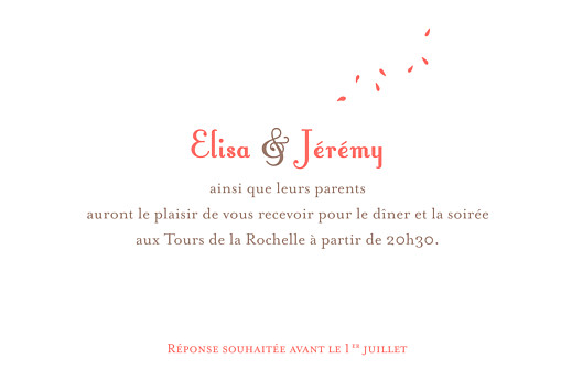 Carton d'invitation mariage Bouquet corail - Page 1