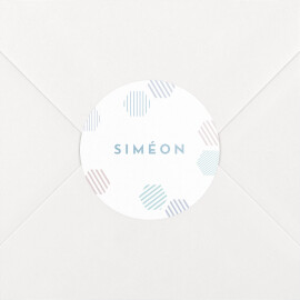 Stickers pour enveloppes naissance Hexagone bleu