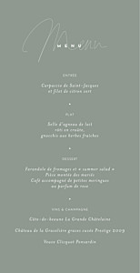 Menu de mariage moderne le fil vert Menu de mariage moderne le fil vert