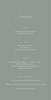 Menu de mariage le fil vert Menu de mariage le fil vert