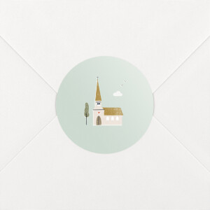 Stickers pour enveloppes baptême Jour de fête vert