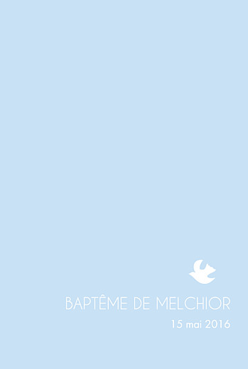 Menu de baptême Oiseaux bleu dragée - Recto Menu de baptême Oiseaux bleu dragée - Recto
