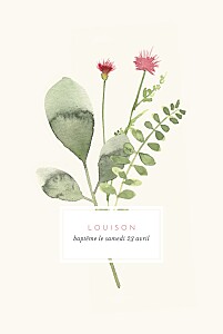 Faire-part de baptême fleurs aquarelle crème Faire-part de baptême fleurs aquarelle crème