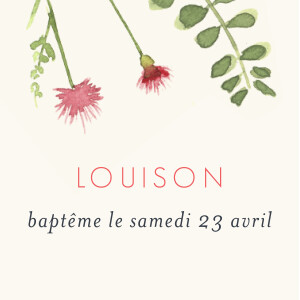Etiquette perforée baptême Fleurs aquarelle crème Etiquette perforée baptême Fleurs aquarelle crème