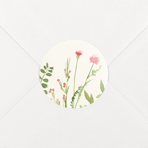 Stickers pour enveloppes baptême Fleurs aquarelle crème - Vue 1