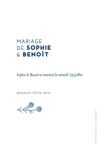 Save the Date Laure de Sagazan bleu - Verso Save the Date Laure de Sagazan bleu - Verso