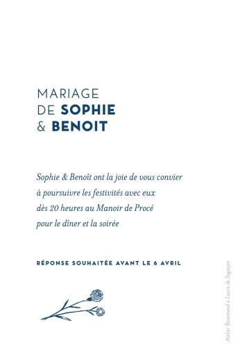 Carton d'invitation mariage Laure de Sagazan (dorure) blanc - Verso Carton d'invitation mariage Laure de Sagazan (dorure) blanc - Verso