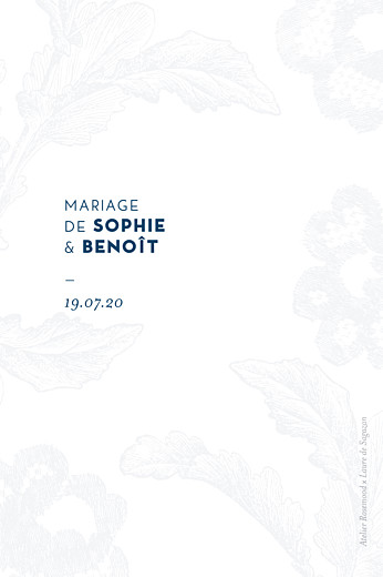 Marque-table mariage Laure de Sagazan (dorure) blanc - Verso Marque-table mariage Laure de Sagazan (dorure) blanc - Verso