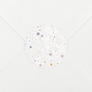 Stickers pour enveloppes baptême Liberty étoiles violet