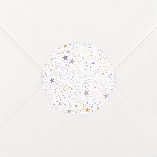 Stickers pour enveloppes baptême Liberty étoiles violet