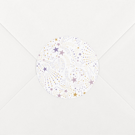 Stickers pour enveloppes baptême Liberty étoiles violet - Vue 1