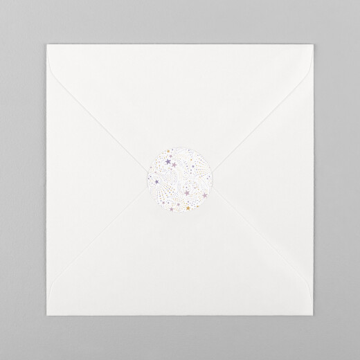 Stickers pour enveloppes baptême Liberty étoiles violet - Vue 2