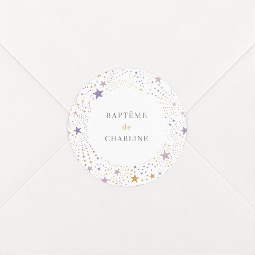 Stickers pour enveloppes baptême Liberty étoiles violet - Vue 1