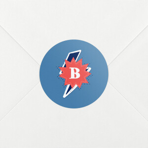 Stickers pour enveloppes naissance Super-héros éclair bleu