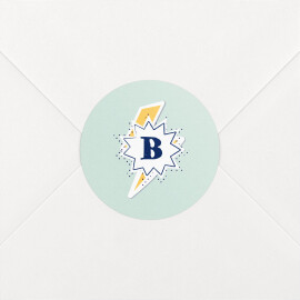 Stickers pour enveloppes naissance Super-héros éclair vert