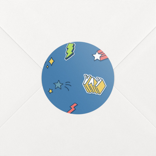 Stickers pour enveloppes naissance Super-héros bleu - Vue 1
