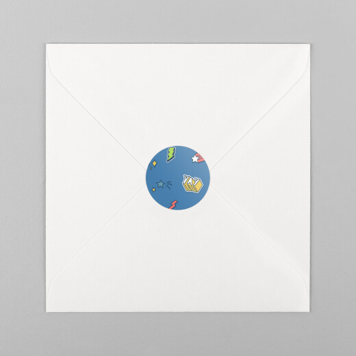 Stickers pour enveloppes naissance Super-héros bleu - Vue 2