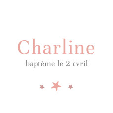 Etiquette perforée baptême Liberty étoile rose Etiquette perforée baptême Liberty étoile rose