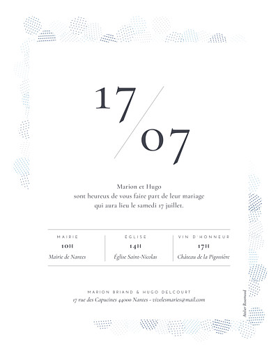 Faire-part de mariage Sequins portrait bleu - Verso Faire-part de mariage Sequins portrait bleu - Verso