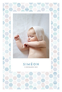 Faire-part de naissance Hexagone 4 pages bleu Faire-part de naissance Hexagone 4 pages bleu