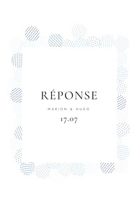 Carton réponse mariage moderne sequins (portrait) bleu Carton réponse mariage moderne sequins (portrait) bleu
