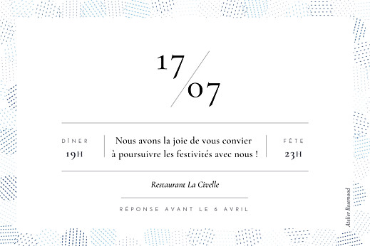 Carton d'invitation mariage Sequins bleu - Verso Carton d'invitation mariage Sequins bleu - Verso