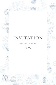 Carton d'invitation mariage classique sequins (portrait) bleu Carton d'invitation mariage classique sequins (portrait) bleu
