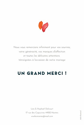 Carte de remerciement mariage Bloom beige - Verso Carte de remerciement mariage Bloom beige - Verso