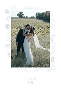 Carte de remerciement mariage classique sequins bleu Carte de remerciement mariage classique sequins bleu