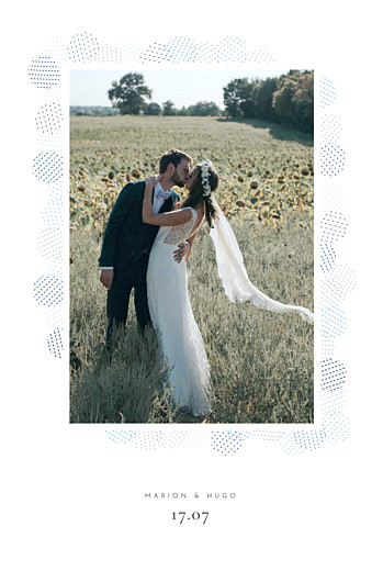 Carte de remerciement mariage Sequins bleu - Recto Carte de remerciement mariage Sequins bleu - Recto