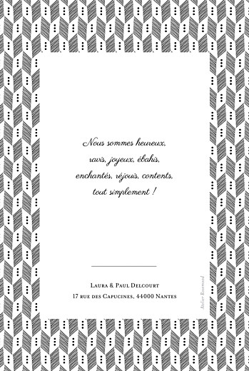 Faire-part de naissance Chevrons noir - Verso Faire-part de naissance Chevrons noir - Verso
