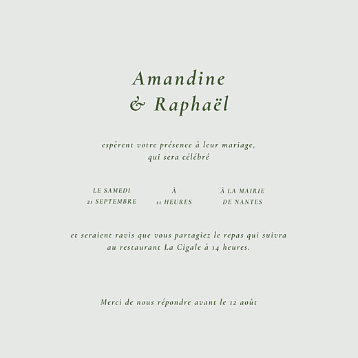 Faire-part de mariage Joli sous-bois 4 pages (dorure) vert - Page 3 Faire-part de mariage Joli sous-bois 4 pages (dorure) vert - Page 3