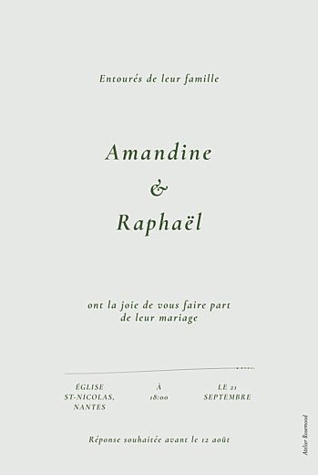 Faire-part de mariage Joli sous-bois (dorure) vert - Verso Faire-part de mariage Joli sous-bois (dorure) vert - Verso