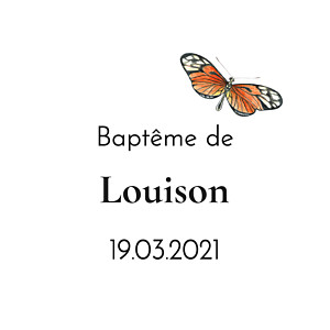 Etiquette de baptême mélopée blanc Etiquette de baptême mélopée blanc