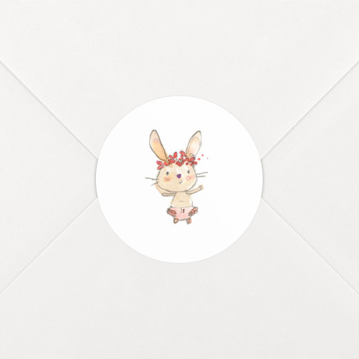 Stickers pour enveloppes naissance Petits lapins rose - Vue 1