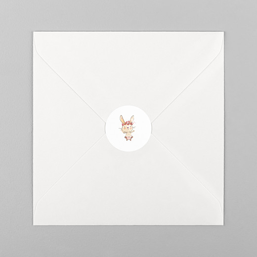 Stickers pour enveloppes naissance Petits lapins rose - Vue 1