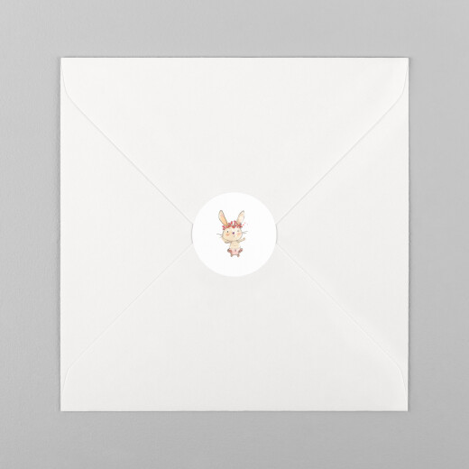 Stickers pour enveloppes naissance Petits lapins rose - Vue 2
