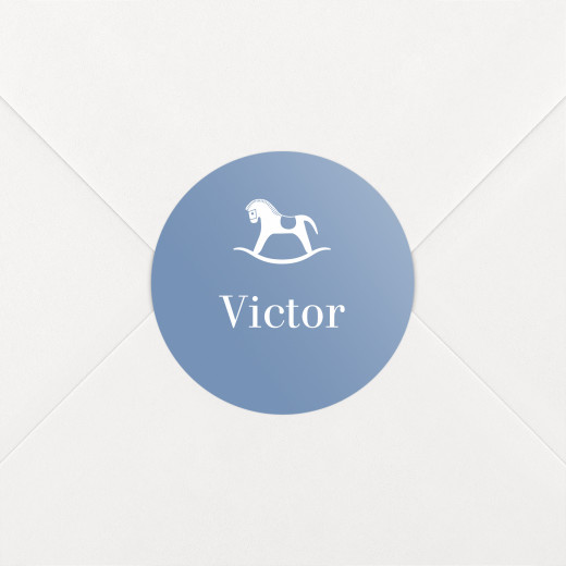 Stickers pour enveloppes naissance Petit cheval bleu - Vue 1
