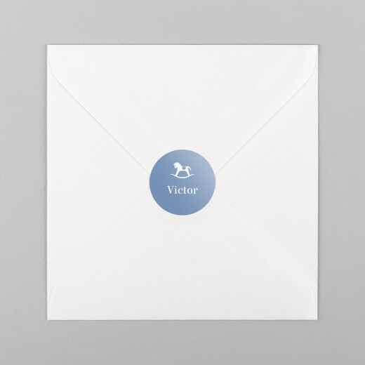 Stickers pour enveloppes naissance Petit cheval bleu - Vue 2 Stickers pour enveloppes naissance Petit cheval bleu - Vue 2
